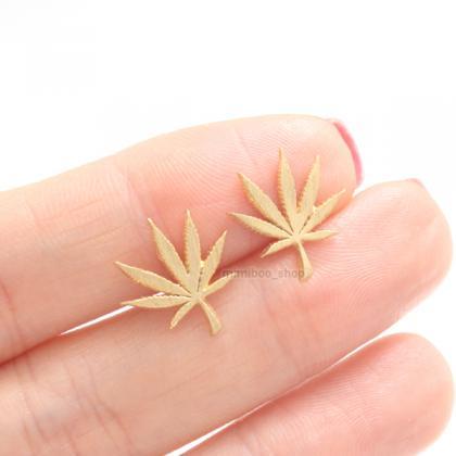 Dainty Cannabis Stud Earrings