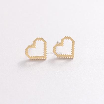 Pixels Open Heart Stud Earrings