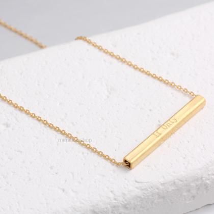 Love And If Only Engraved Bar Necklace