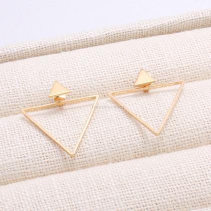 Small Triangle Front And Back Earrings/ Gold,..