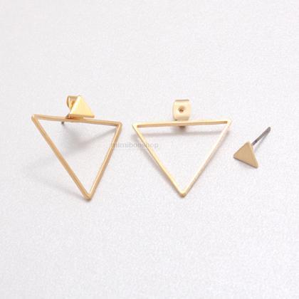 Small Triangle Front And Back Earrings/ Gold,..