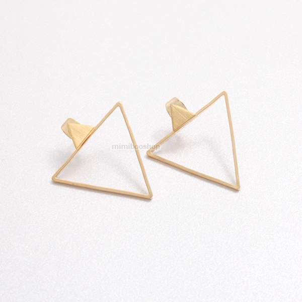 Small Triangle Front And Back Earrings/ Gold, Silver